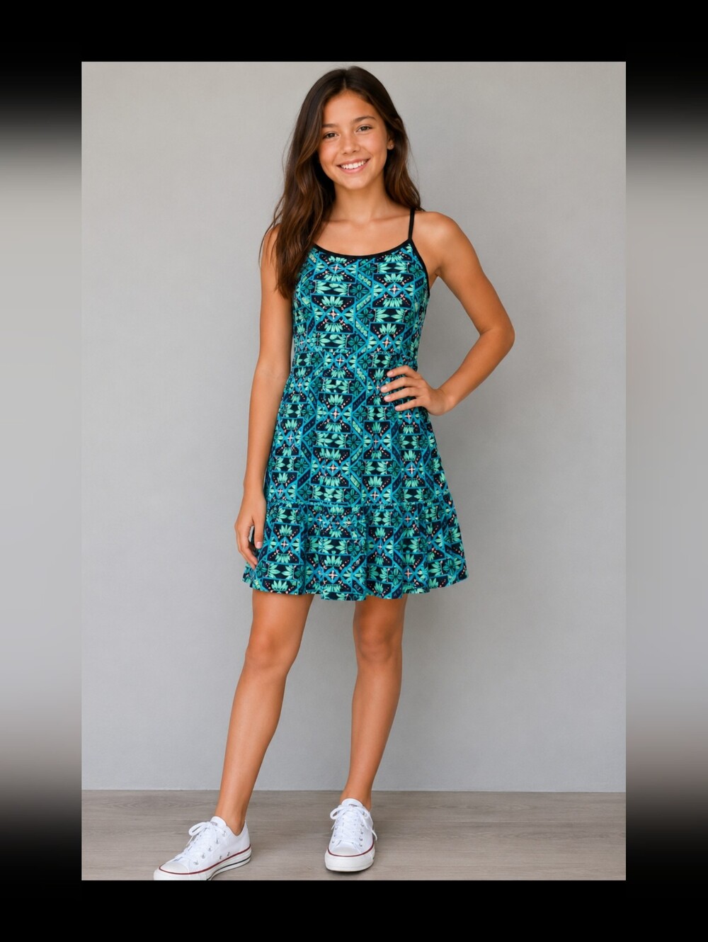 Justice Sundress Tank Bright Tropical Vacation Tank Dress Size 14